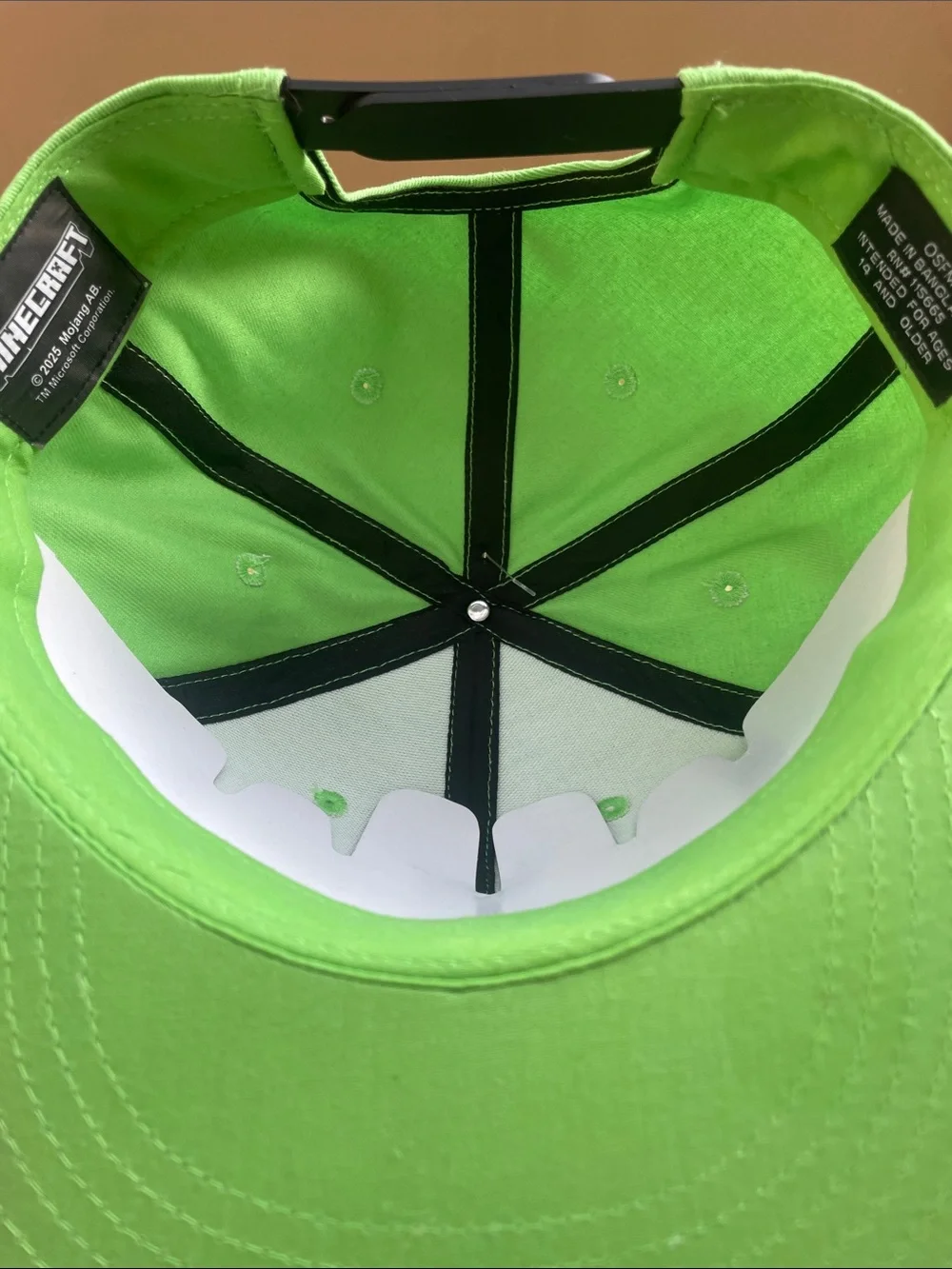 Bioworld Kids Green Creeper Snapback Hat with Black Embroidered Face